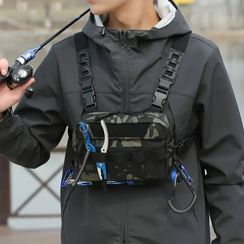 Gilet-Sac de Pêche — multi-poches, camouflage