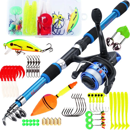 Canne à pêche Spinning Compacte — 1,8 m, combo moulinet