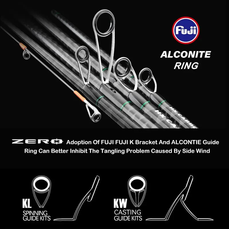 Canne PURELURE ZERO — carbone haute densité, lancer longue distance
